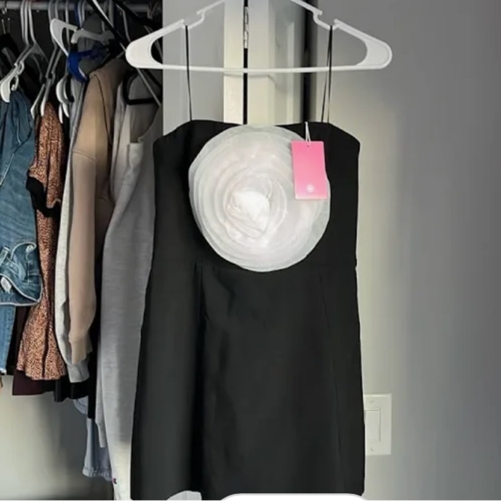 Amanda Uprichard Fae Rose Black Strapless Dress, New